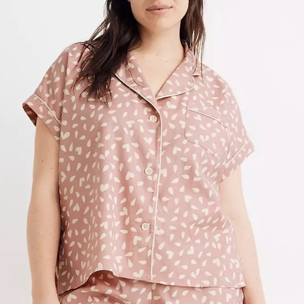 Madewell Bedtime Pajama Top in Petal Hearts